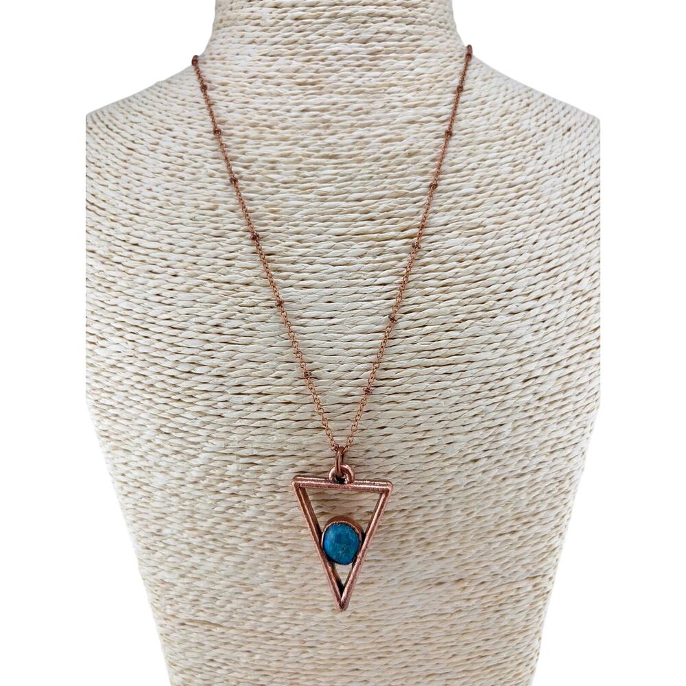 Merging Metals Electroformed Turquoise Triangle Copper Chain Necklace